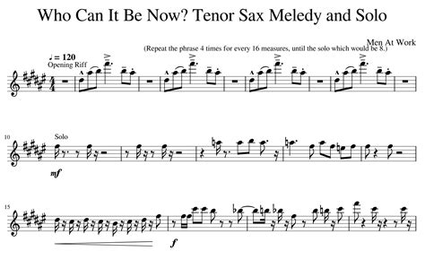 Who Can It Be Now: Sax Sheet Music and Its Enigma